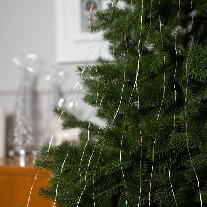 Гирлянда &laquo;Конский хвост&raquo; 10 нитей по 1 м, IP20, серебристая нить, 100 LED, 2 режима, батарейки AAх3 (нет в комплекте), свечение белое