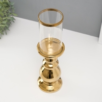 Подсвечник керамика, стекло на 1 свечу "Алберо" d=7,5 см золото 9,5х9,5х35 см