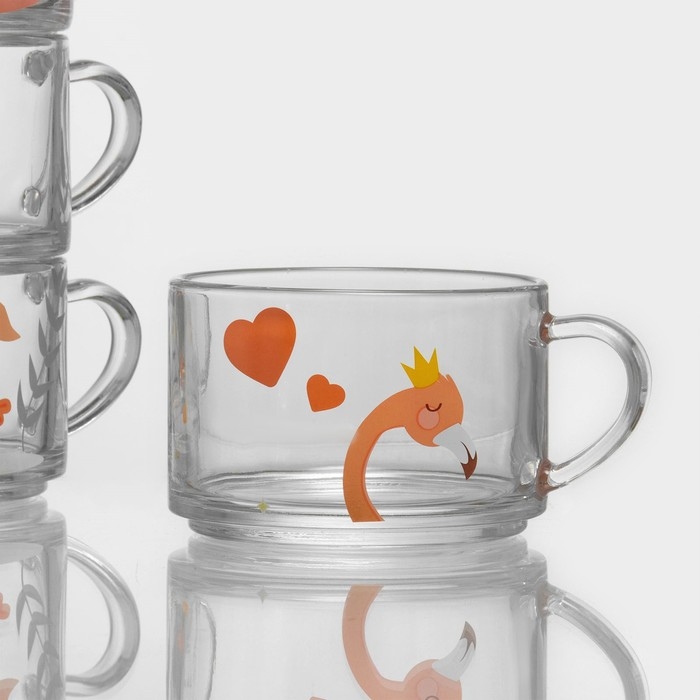 Набор кружек стеклянных &laquo;Фламинго&raquo;, 4 предмета: 420 мл