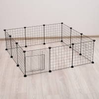 Вольер 12 секций, металлический, 105 х 105 х 35 см, (35 х 35 см звено), чёрный