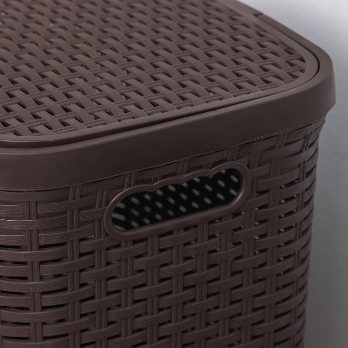 Корзина бельевая с крышкой &laquo;Ротанг&raquo;, 40 л, 37&times;29&times;48 см, цвет коричневый