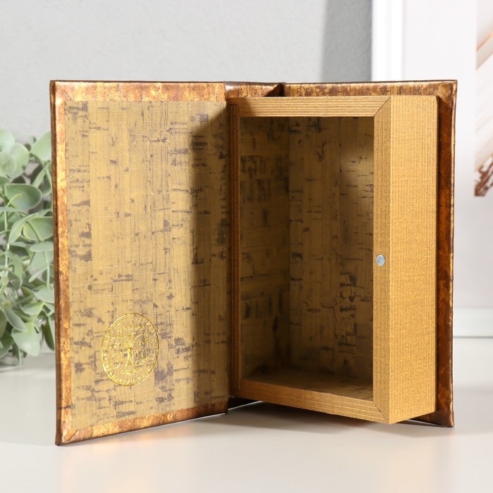 Шкатулка-книга дерево, кожзам "Эйфелева башня" тиснение, под металл 16,5х11,2х5 см