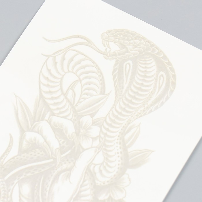 Татуировка на тело синяя "Кобра в руке" 18х11 см