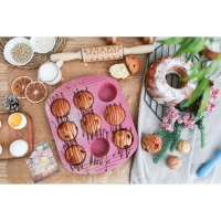 Форма для выпечки Доляна &laquo;Сладости. Круг реб&raquo;, силикон, 27&times;22&times;3 см, 9 ячеек (6&times;6&times;3 см), цвет МИКС