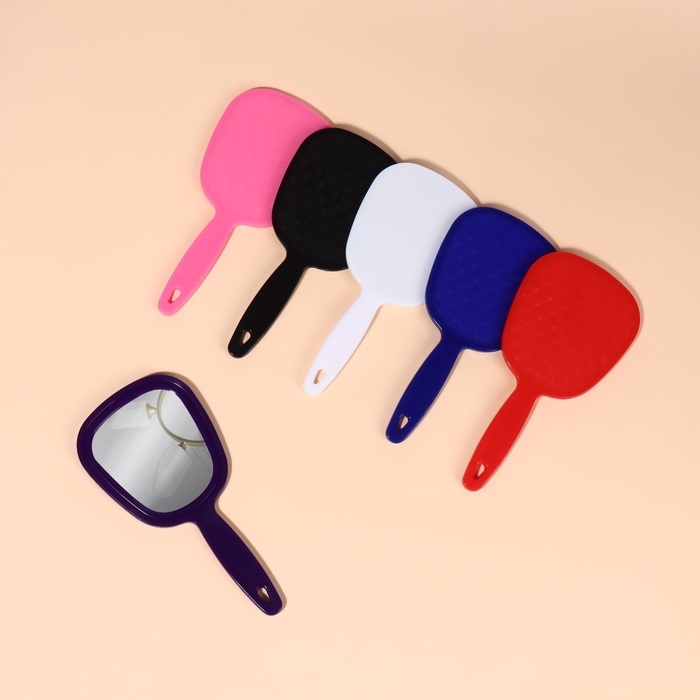 Зеркало с ручкой, зеркальная поверхность 6,5 &times; 6 см, цвет МИКС