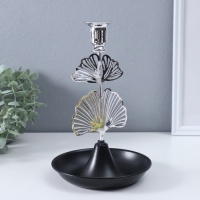 Подсвечник металл на 1 свечу "Лист Гинкго" d-2 см 15,5х15,5х24,5 см