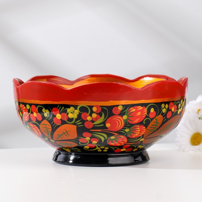 Салатник, резной, 15-16&times;7 см, хохлома