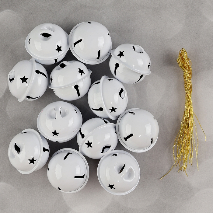 Бубенчики для рукоделия, набор 12 шт., размер 1 шт. &mdash; 3 см, цвет белый