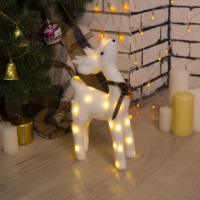 Светодиодная фигура &laquo;Олень&raquo; 16 &times; 30 &times; 9 см, флок, батарейки CR2032х2 (в комплекте), свечение тёплое белое