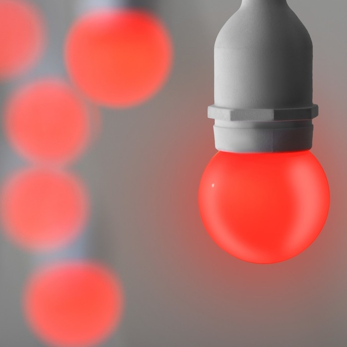 Лампа светодиодная Luazon Lighting, G45, Е27, 1.5 Вт, для белт-лайта, красная, наб 20 шт