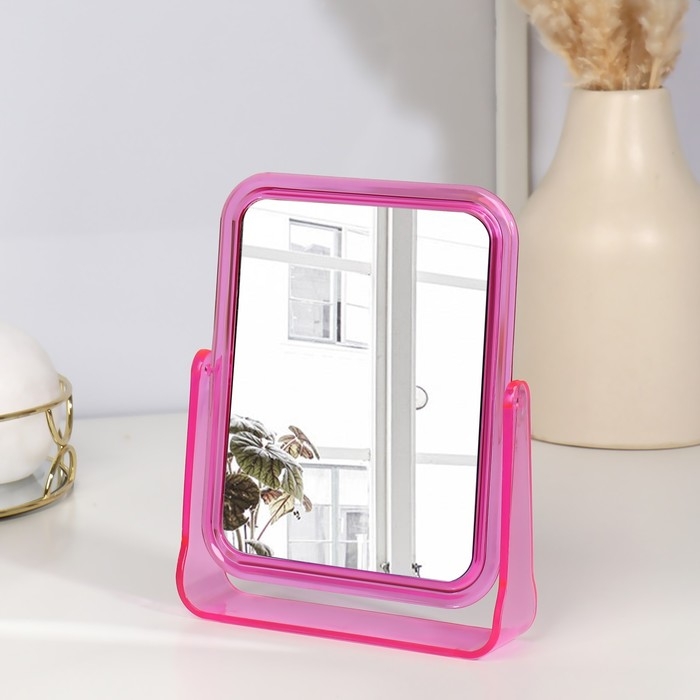 Зеркало настольное, двустороннее, с увеличением, зеркальная поверхность 10,5 &times; 14 см, цвет МИКС