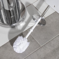 Ёршик для унитаза с подставкой напольный, 22&times;22&times;83 см, с держателем для туалетной бумаги, цвет хром