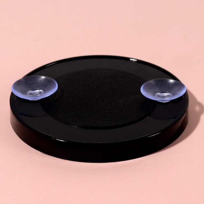 Зеркало макияжное, увеличение &times; 15, на присосках, d = 9 см, цвет чёрный
