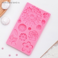 Молд &laquo;Цветы&raquo;, силикон, 25&times;10 см, цвет розовый