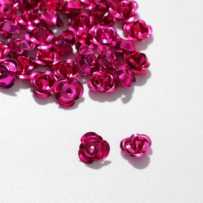 Бусина &laquo;Розочка&raquo;, 6 мм, (набор 50 шт.),цвет малиновый