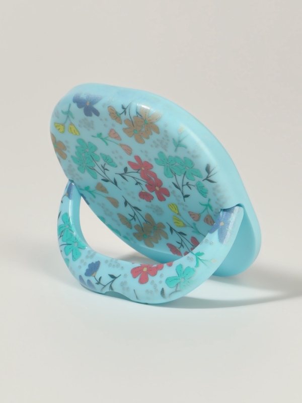 Зеркало карманное &laquo;Узор&raquo;, с подставкой, 8 &times; 8 см, цвет голубой