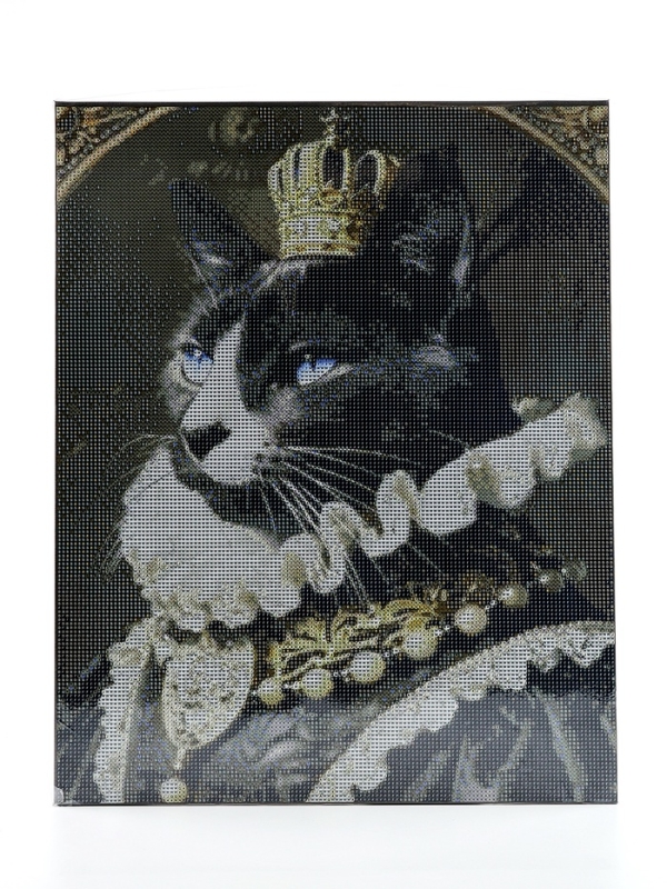 Алмазная мозаика с полным заполнением на холсте с подрамником &laquo;Мусье кот&raquo;, 40 х 50 см