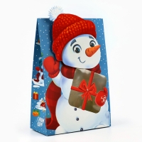 Коробка подарочная новогодняя складная &laquo;Снеговик&raquo;, 15 х 7 х 22 см, Новый год