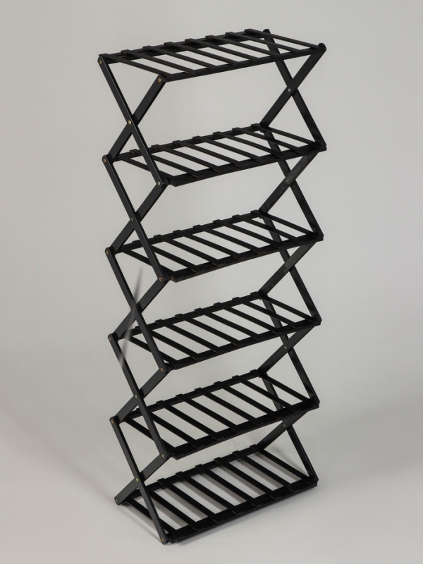 Подставка для цветов Greengo, 6 полок, 50 &times; 25 &times; 110 см, напольная, бамбук, чёрная