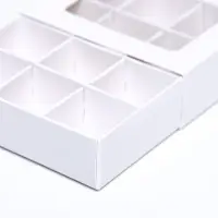 Коробка для 12 конфет, 11.5&times;8.7&times;2.5 см, Тонкие разделители, белый