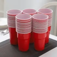 Стакан одноразовый пластиковый &laquo;Факел Экстра&raquo;, 500 мл, красно-белый