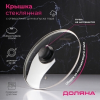Крышка стеклянная для сковороды и кастрюли &laquo;Доляна&raquo;, d=26 см, нержавеющий обод, пластиковая ручка