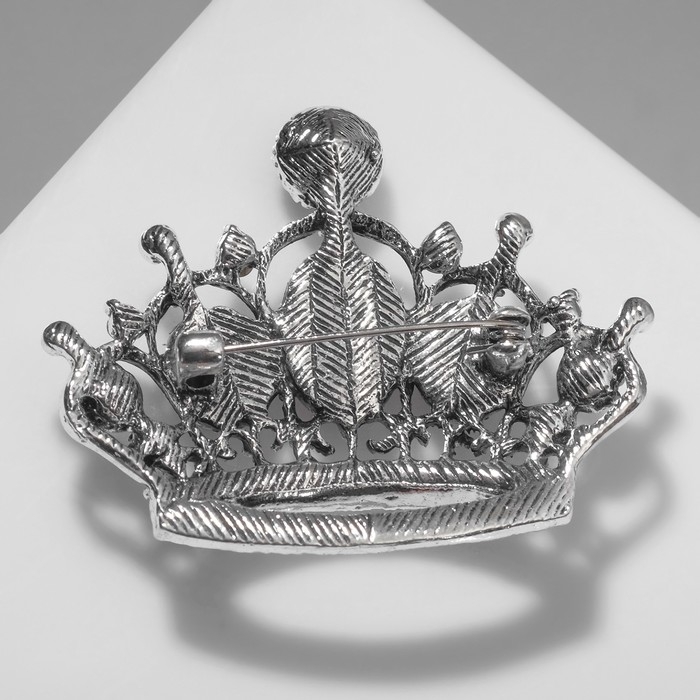 Брошь &laquo;Корона&raquo; готическая, цвет фиолетовый в чернёном серебре