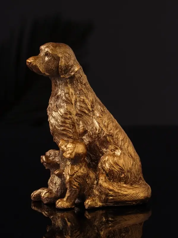 Фигура "Лабрадор с щенками", 10х7 см, бронза