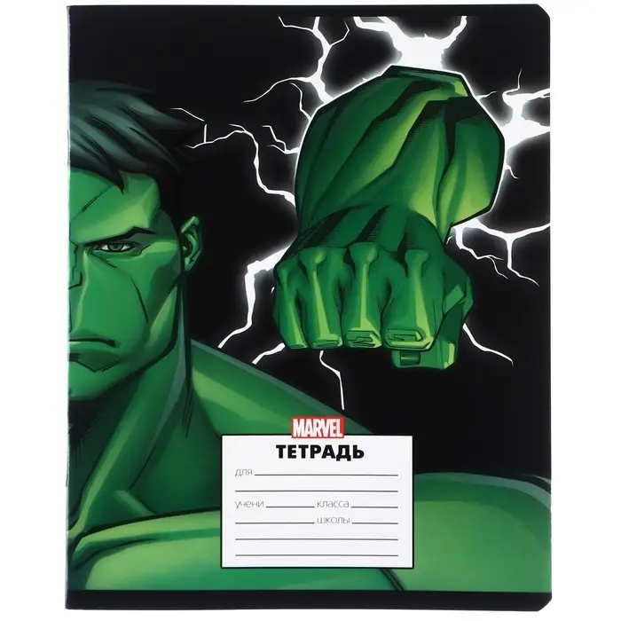 Тетрадь в клетку 24 листа, 5 видов МИКС, частичный уф-лак, обложка мелованный картон, &laquo;Мстители&raquo;