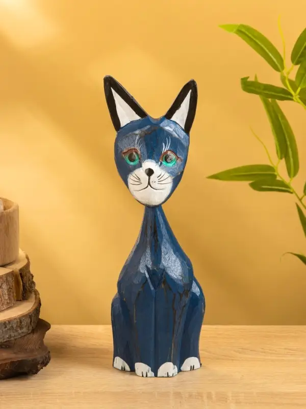 Сувенир интерьерный "Кошачья семья" (набор 3 шт: 30,25 и 20 см) дерево, цв. синий