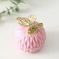 Шкатулка керамика "Золотой филин" розовая 8х8х12 см