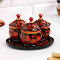 Набор специй &laquo;Земляничка&raquo;, средний, 15&times;15&times;6 см, хохлома