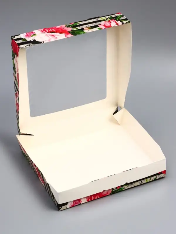 Коробка складная &laquo;Весенние пионы&raquo; 20&times;20&times;4 см