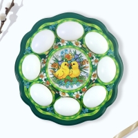 Пасхальная подставка на 8 яиц и кулич &laquo;Цыплята в цветах&raquo; на пасху, 24 х 25 см.