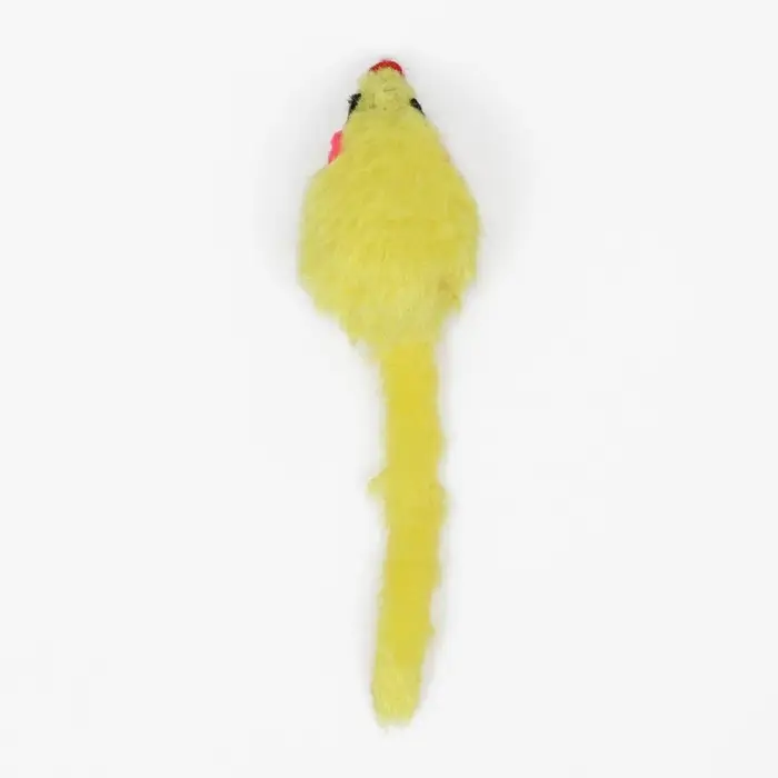 Игрушка для кошек "Малая мышь меховая", жёлтая, 5 см