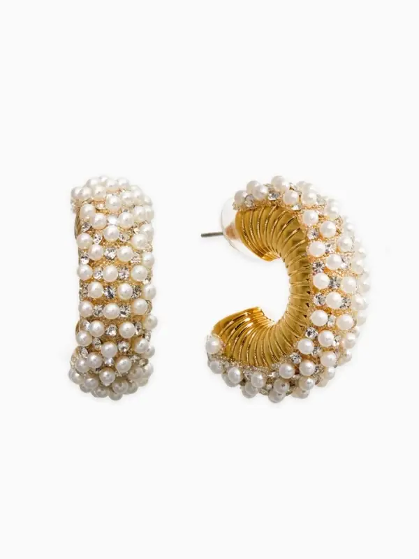 Серьги жемчуг "Россыпь", ссв, цвет белый в золоте