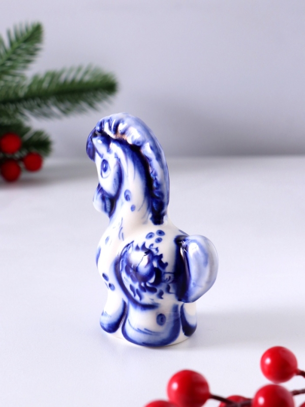 Сувенир Конь, 9х7х3,5см, гжель