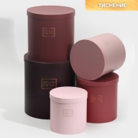 Набор круглых коробок 5 в 1, упаковка подарочная, &laquo;Пантон 06&raquo;,15 х 15 х 15 - 23 х 23 х 25 см