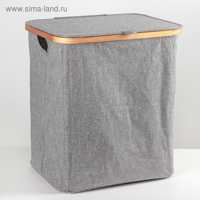 Корзина универсальная с крышкой &laquo;Минимал&raquo;, 45&times;35&times;49,5 см, цвет серый