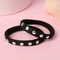 Резинка для волос "Аманда" (набор 4 шт) круг, 4,5 см, чёрный