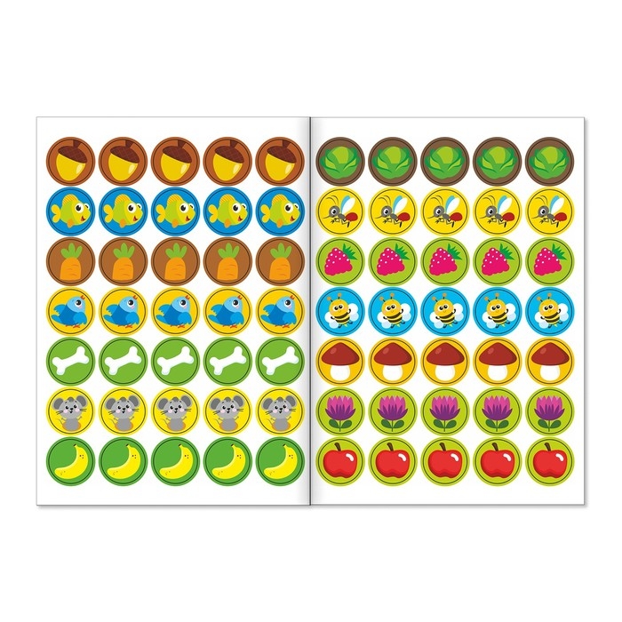 Наклейки-кружочки набор &laquo;Знакомимся с животными&raquo;, 3 шт. по 16 стр.