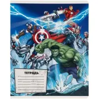 Тетрадь в клетку 12 листов, 5 видов МИКС, обложка мелованный картон, &laquo;Мстители&raquo;