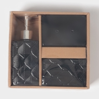 Набор для ванной &laquo;Лепесток&raquo;, 3 предмета, дозатор для мыла, стакан, мыльница, чёрный