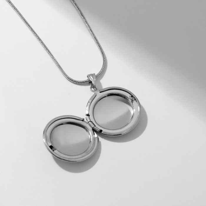 Кулон для фото &laquo;Эдель&raquo; круг, цвет серебро, 45 см