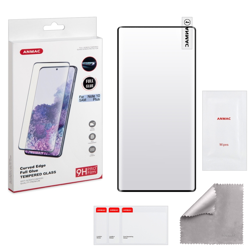 Защитное стекло Samsung Note 10 Plus Full Glue (полный клей) ANMAC Арт.1137382