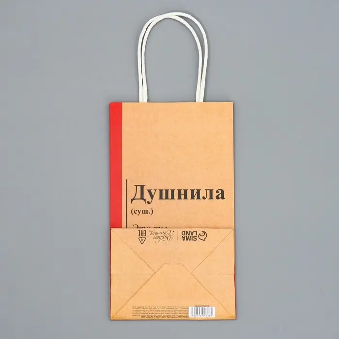 Пакет подарочный крафтовый, упаковка, &laquo;Душнила&raquo;, 12 х 21 х 9 см
