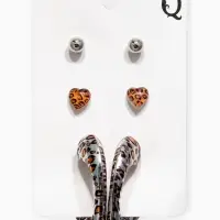 Набор серьги "Леопард" трио, цветной в серебре