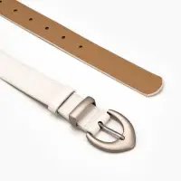 Ремень жен 05-01-02-01, Июнь2506, 3*0,3*110 см, без винта, пряж мат металл, 1 прокол, белый   109031