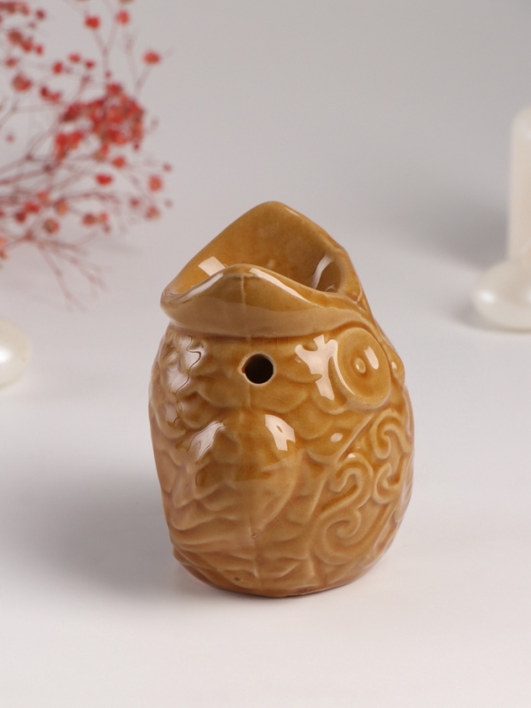 Аромалампа керамика "Ушастая сова" тёмный беж 6,5х11х10,7 см