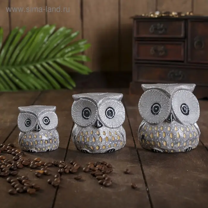 Сувенирный набор дерево "Совы серые пятнистые" 6х19х8 см